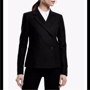 Theory Black Sakrino Wool Double Breasted Structured Blazer SZ 0